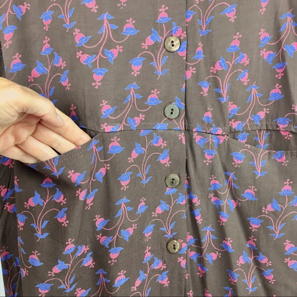 💋 Los Manos Rayon Blouse long Sleeves floral print L - Picture 5 of 7